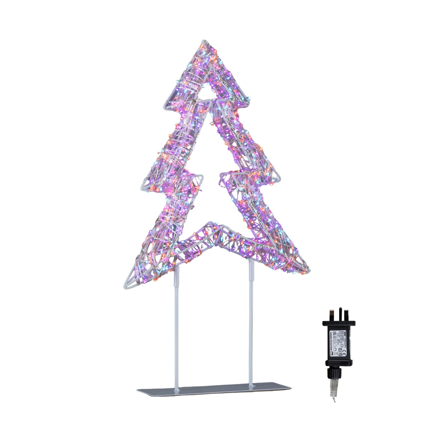 45cm Light up White Christmas Tree on Metal Stand with Twinkling Rainbow LEDs