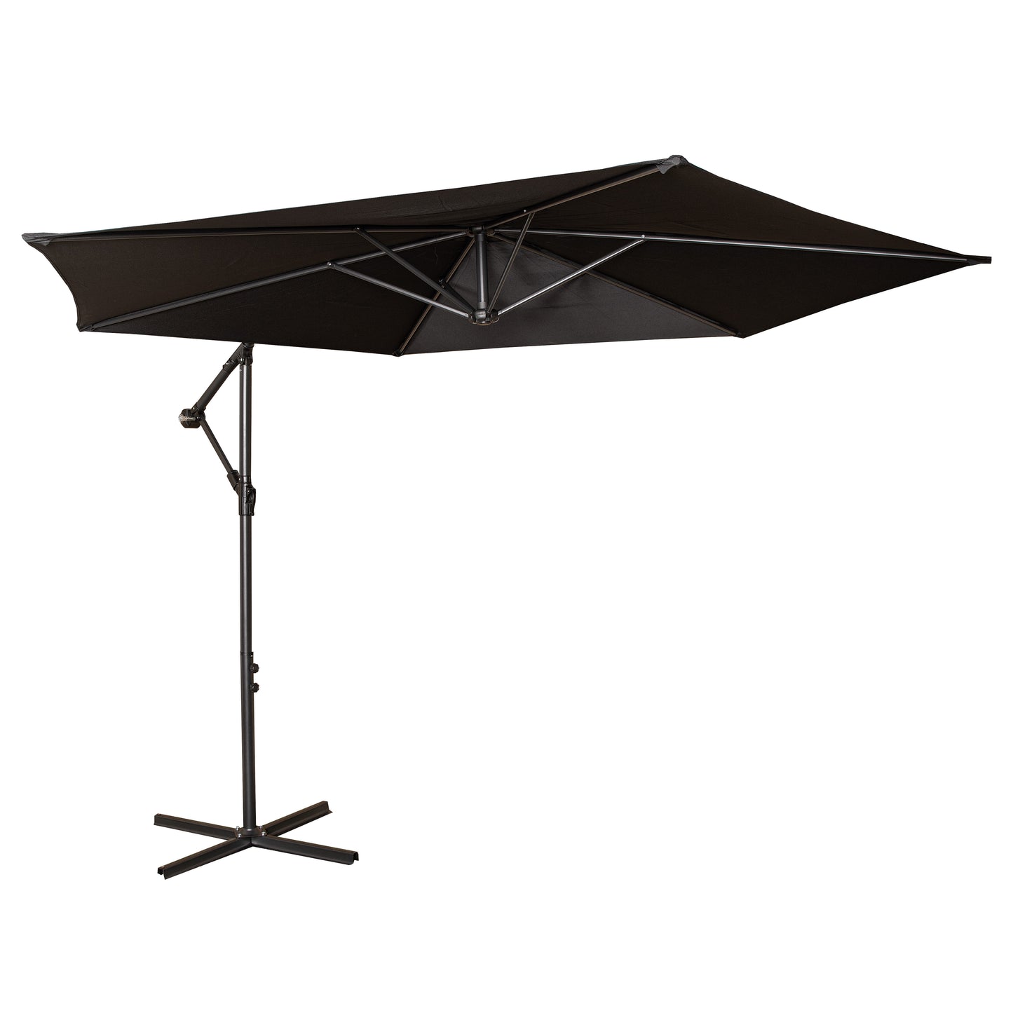 Factory Seconds 3m Cantilever Parasol in Black with Crank Handle for Patio Garden Banana Parasol with UV Protection Outdoor Umbrella Sun Shades for Garden