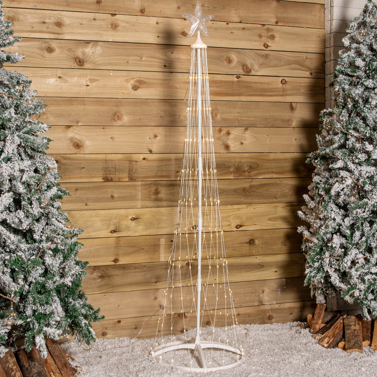 2.5m Light up Christmas Cone Tree with 320 Warm White LEDs and Timer Function
