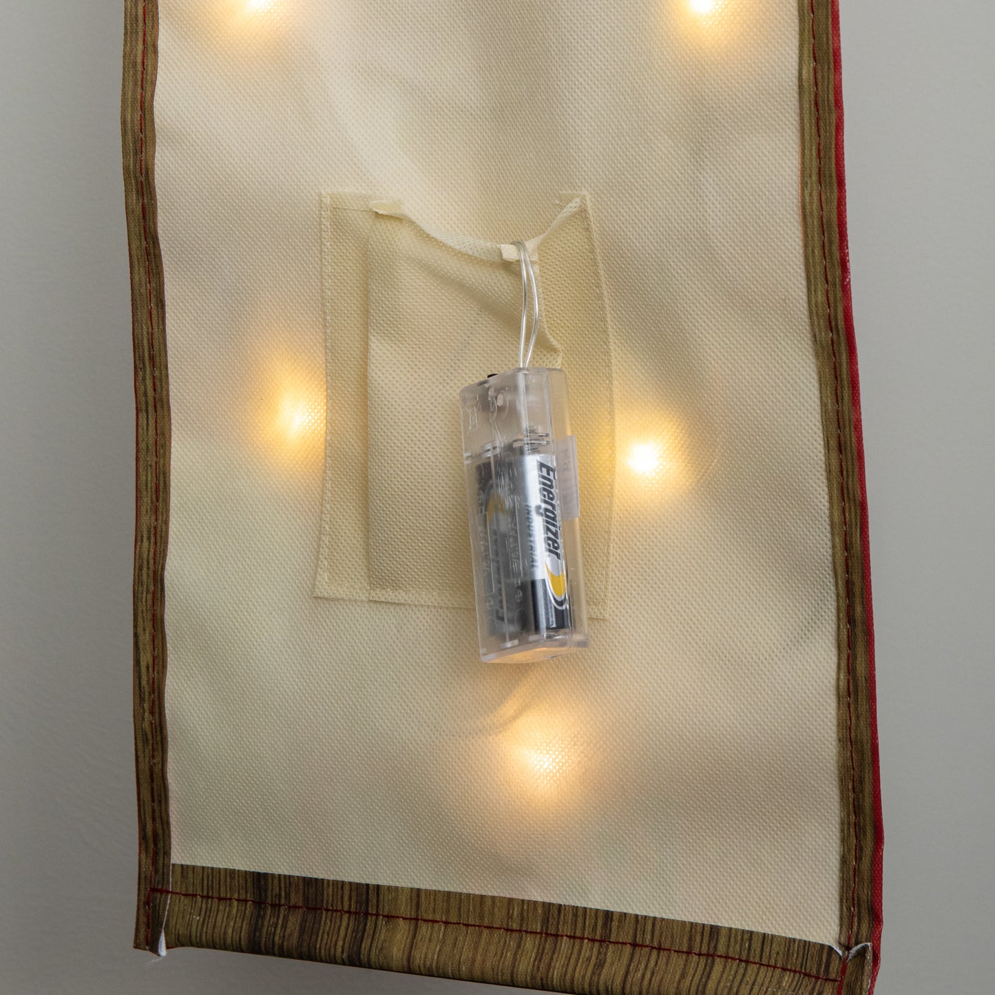 1.2m Battery Operated Light up Hanging Christmas Santa Stop Here Fabric Banner with LEDs