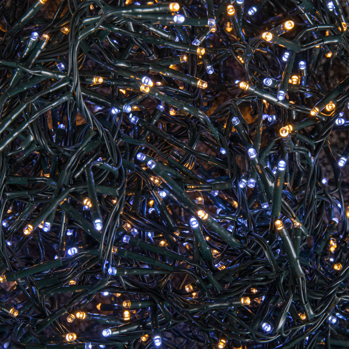 62.5m 5000 LED Christmas Cluster Multi-Action String Lights with Timer in White & Warm White
