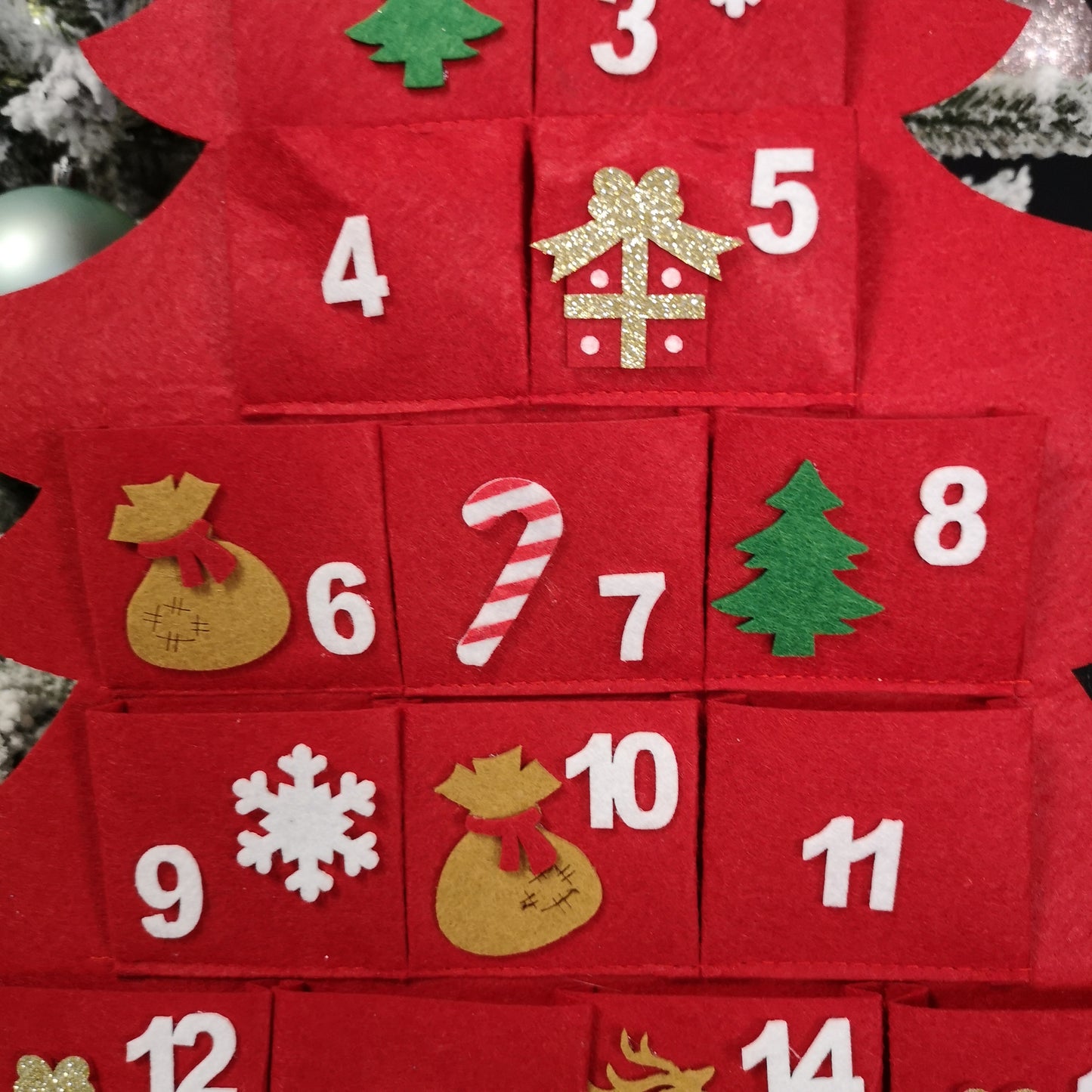 90cm Fabric Tree Shape Advent Calendar Christmas Decoration in Red