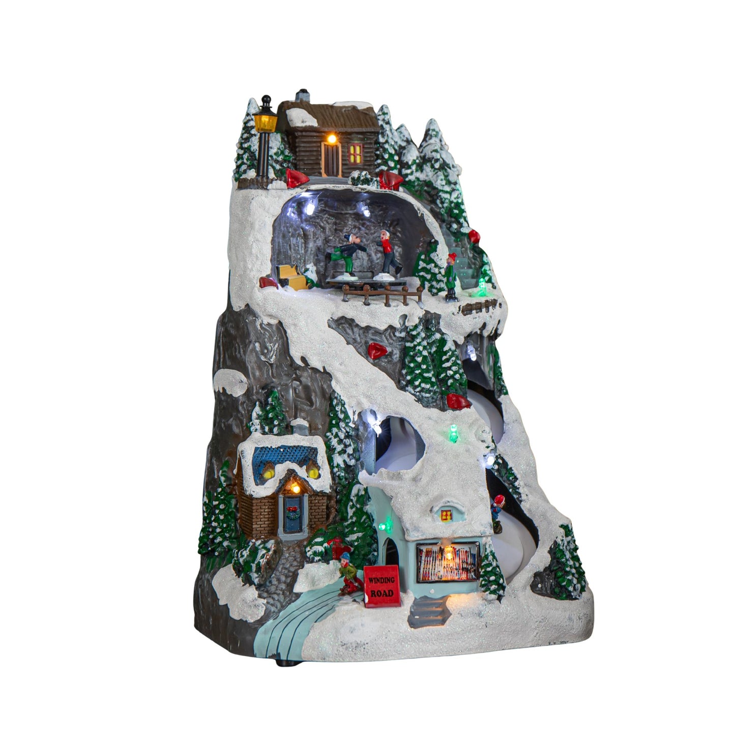30cm Light up Christmas Winter Ski Village Scene with Music and LEDs