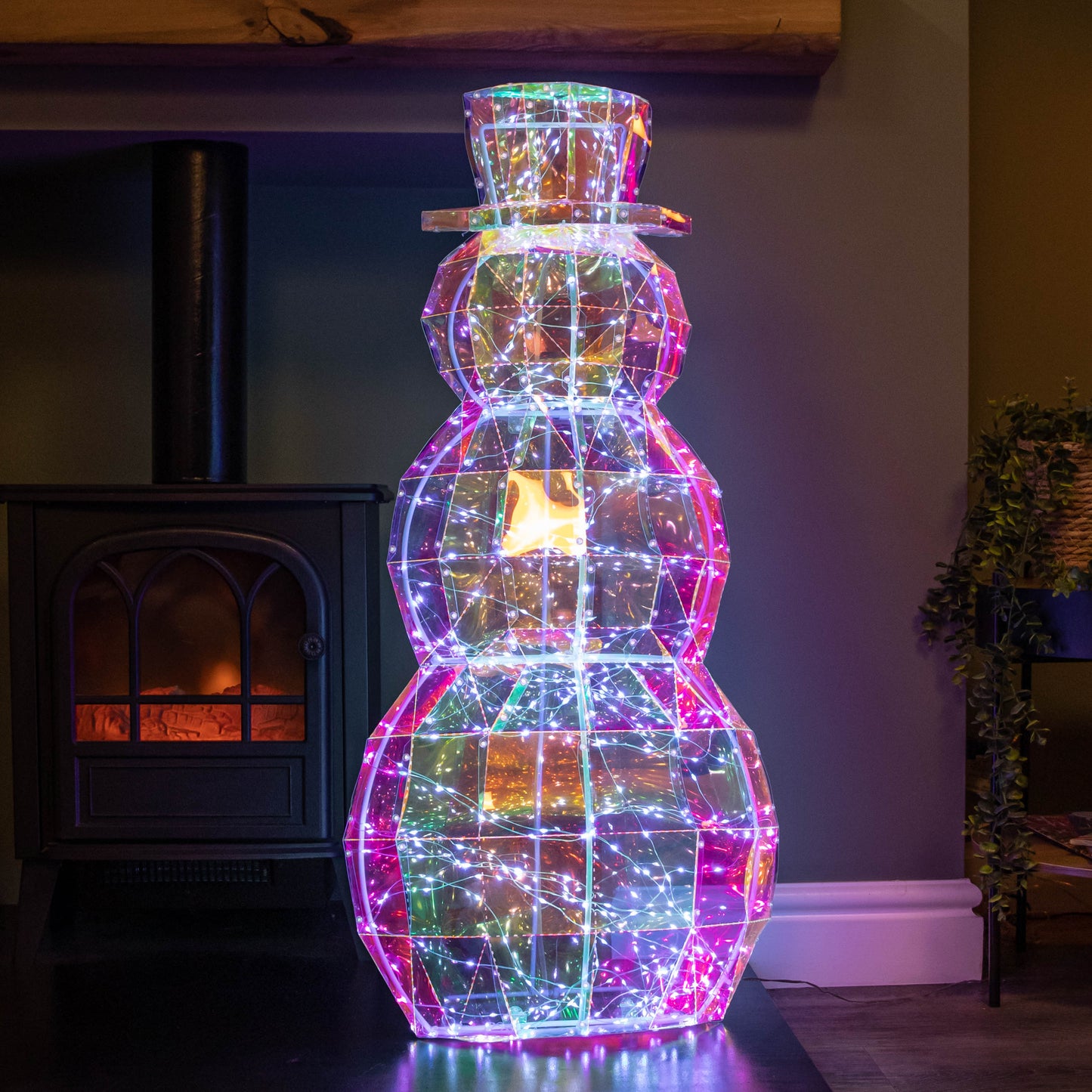 91cm DreamLights Iridescent Christmas Snowman with 400 White LEDs