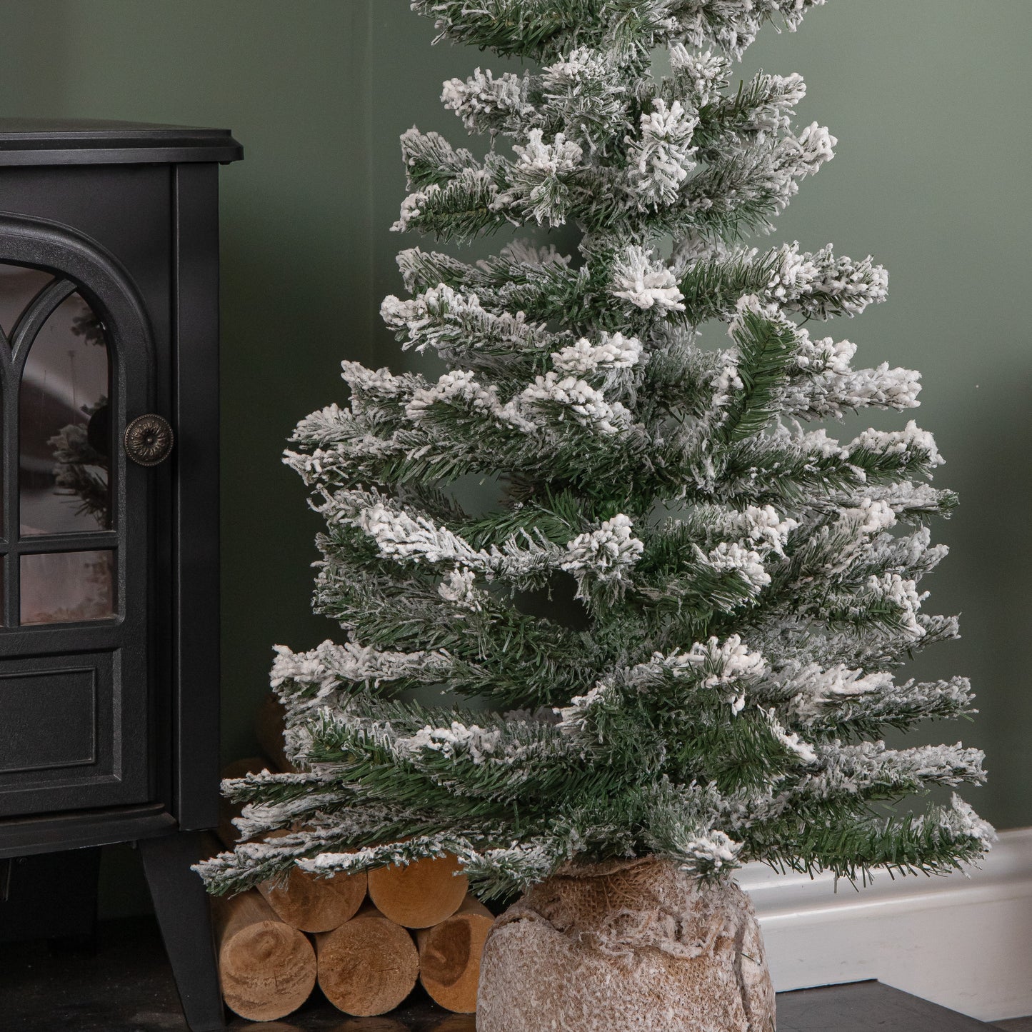 3ft (90cm) Mini Imperial Snowy Christmas Tree in Jute Bag