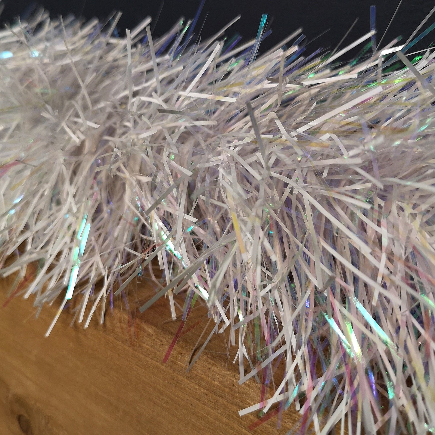 2m x 10cm Festive Tinsel Garland Christmas Tree Decoration Iridescent White