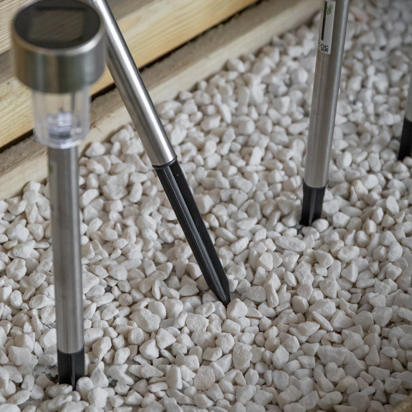 36cm Set of 5 Stainless Steel Garden Solar Path Lights with White LEDs