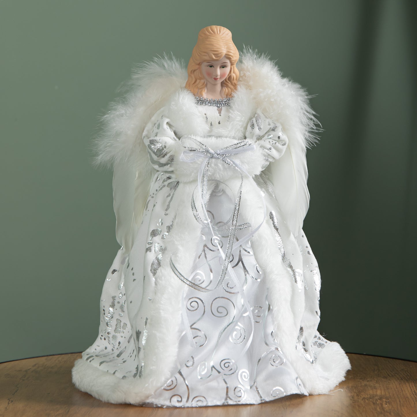 30cm Battery Powered Light up Christmas Angel Tree Topper with LEDs