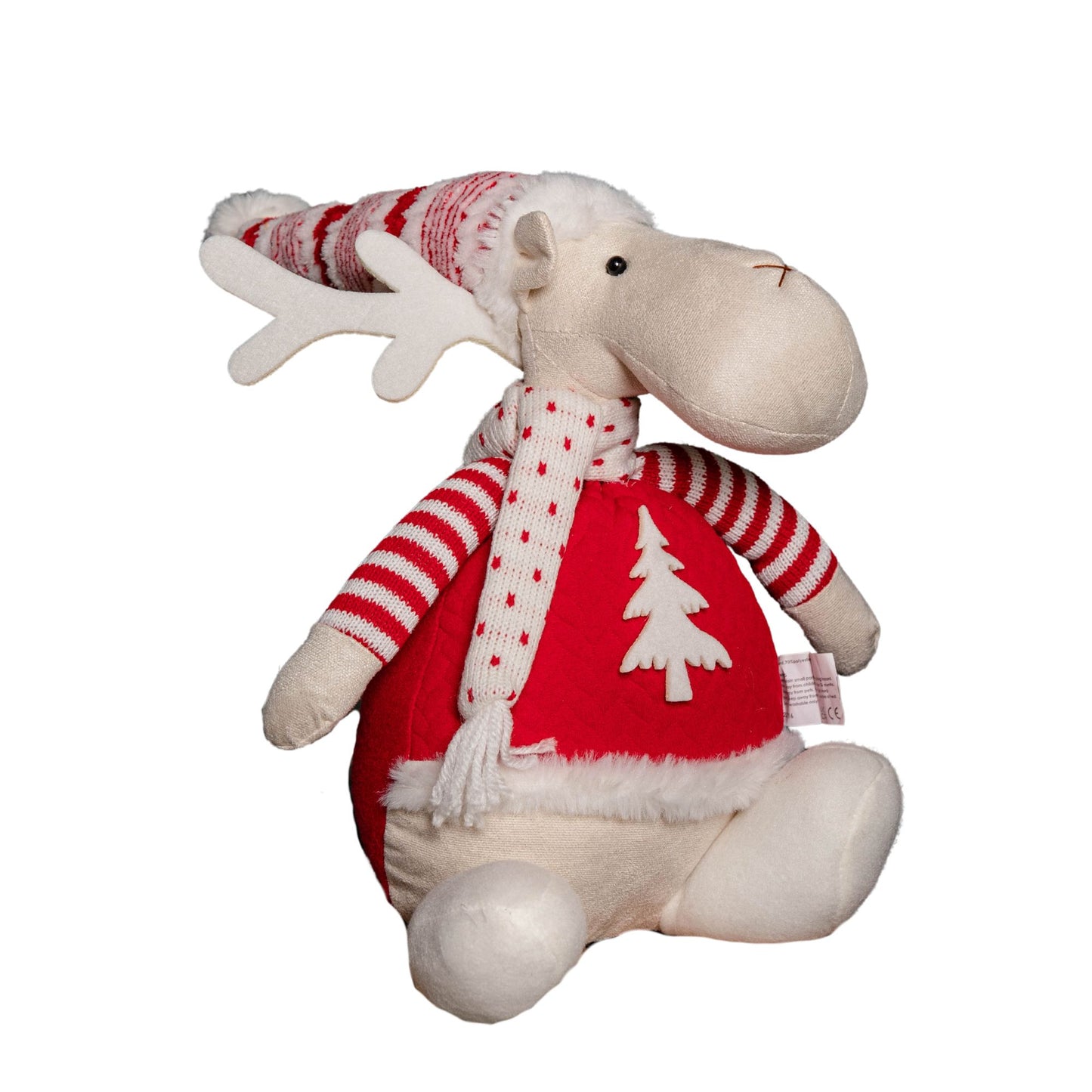 40cm Battery Operated Light up Sitting Christmas Reindeer in Red & White Jumper