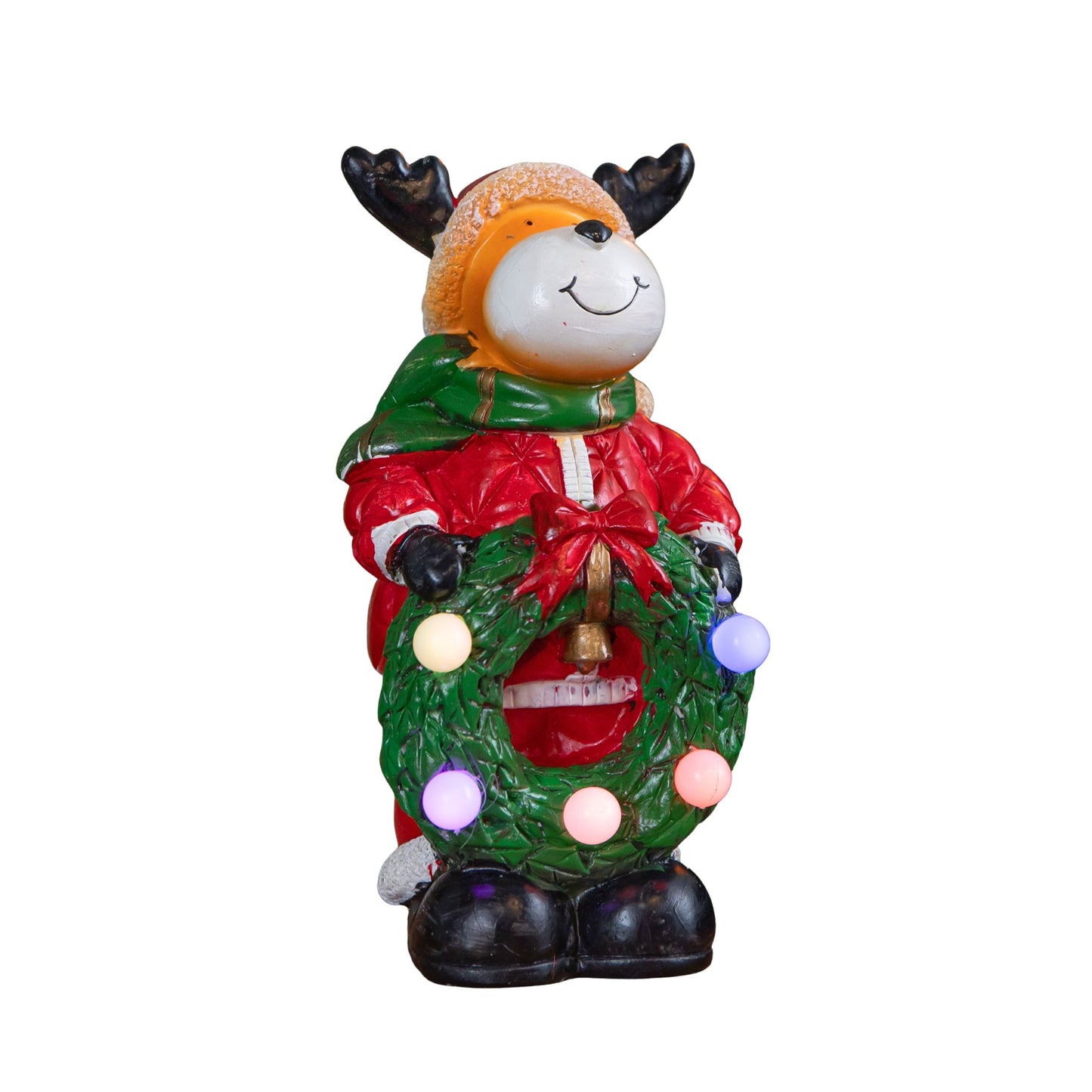25cm Light up Rudy Rudolph Christmas Hand Painted Decoration with LEDs