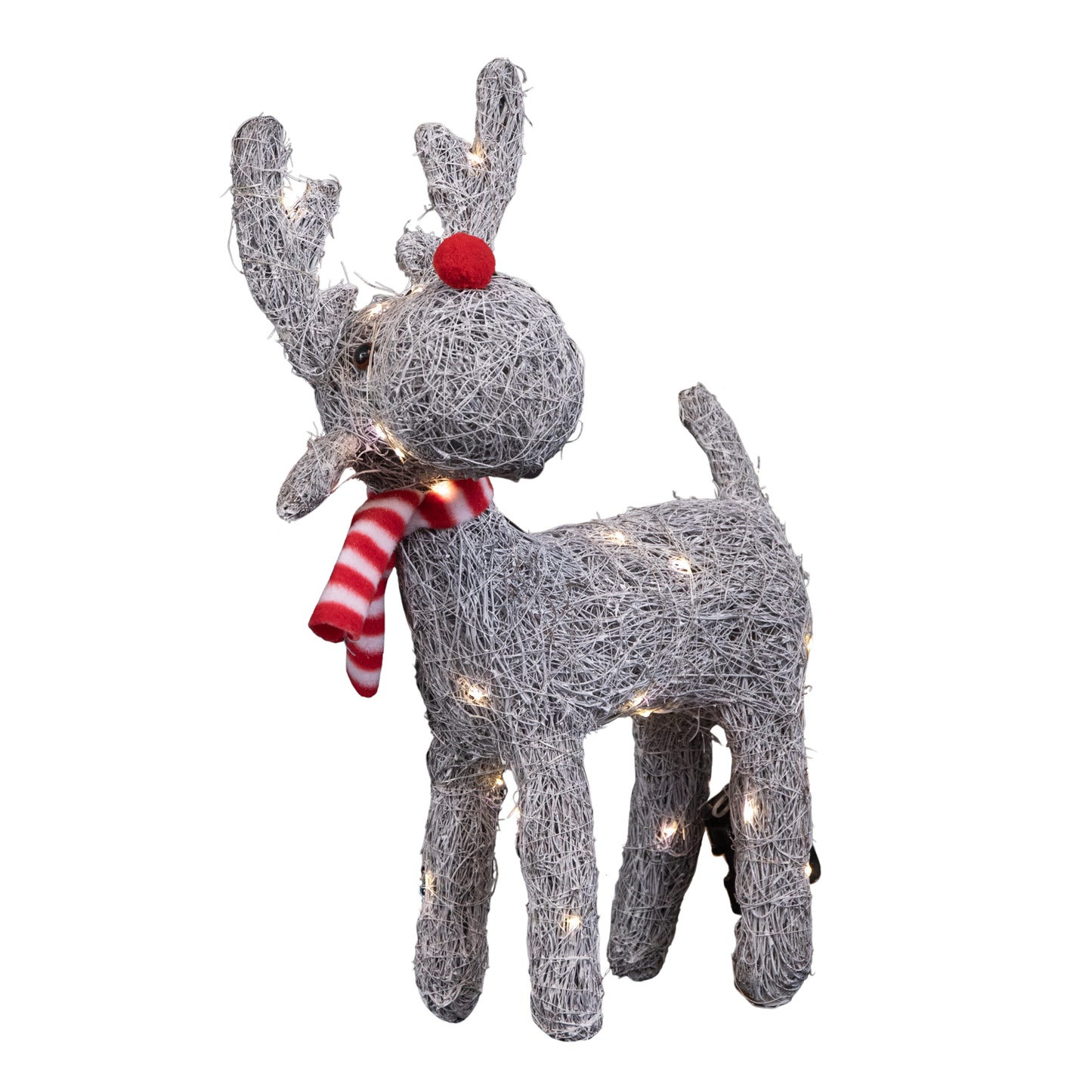 51cm Battery Operated Rattan Woven Blitzen Reindeer with Warm White LEDs