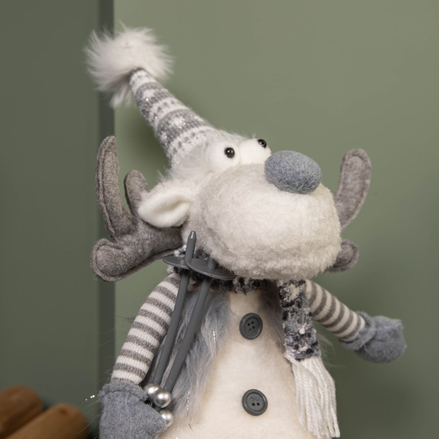 56cm Battery Operated Light up Grey Christmas Standing Reindeer