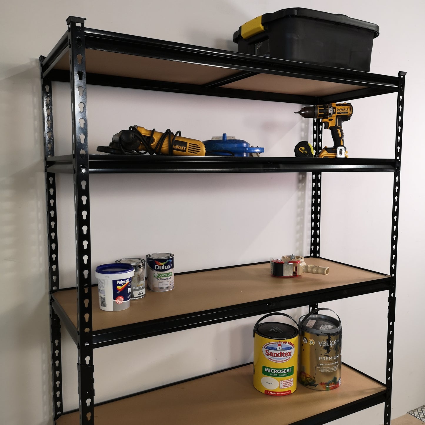 Garage Shelving 122cm Wide & 183cm High Heavy Duty 5 Tier Multipurpose Metal Racking Unit / Warehouse Shelving Storage in Black