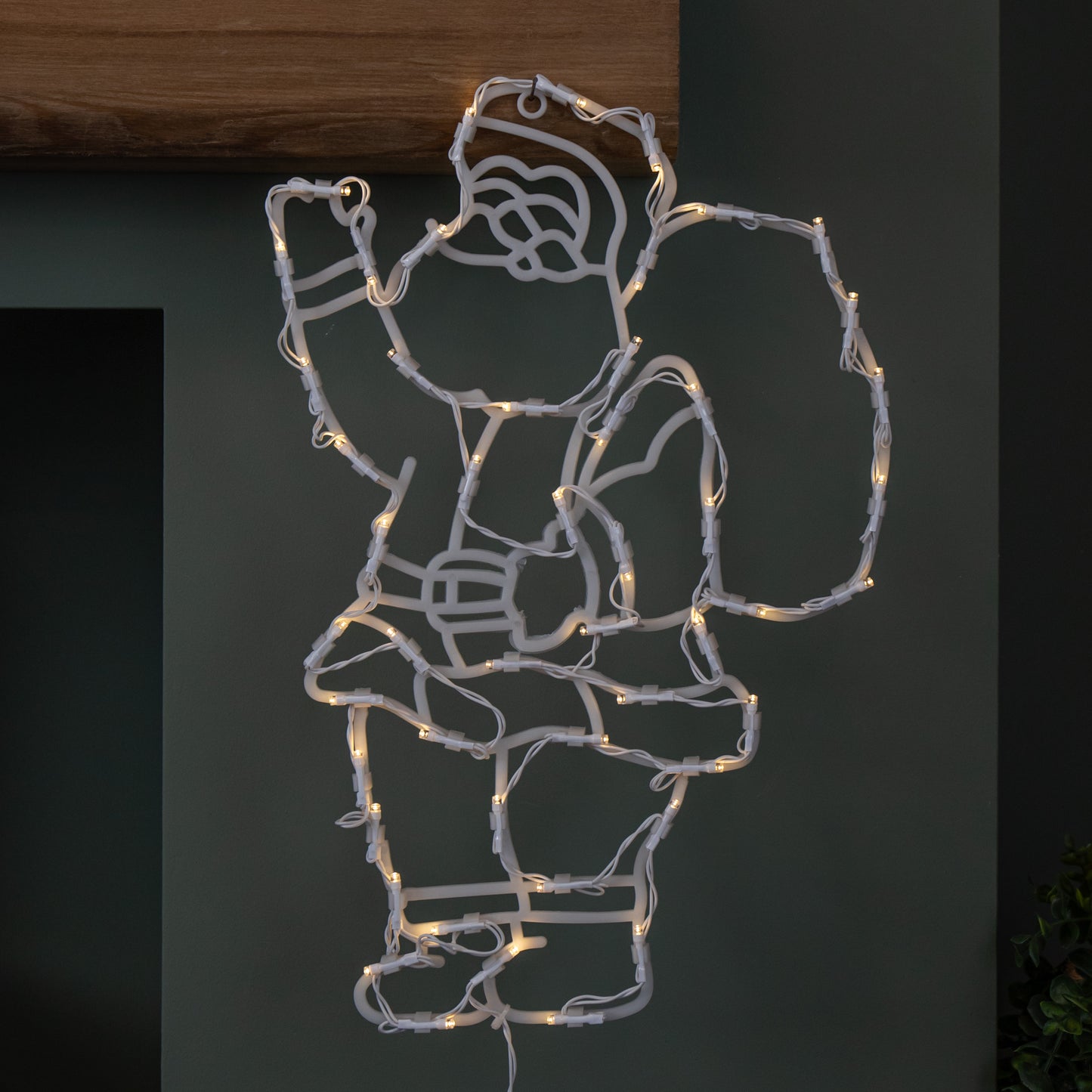 44cm Battery Powered Light up Hanging Christmas Santa with Warm White Multi-Action LEDs