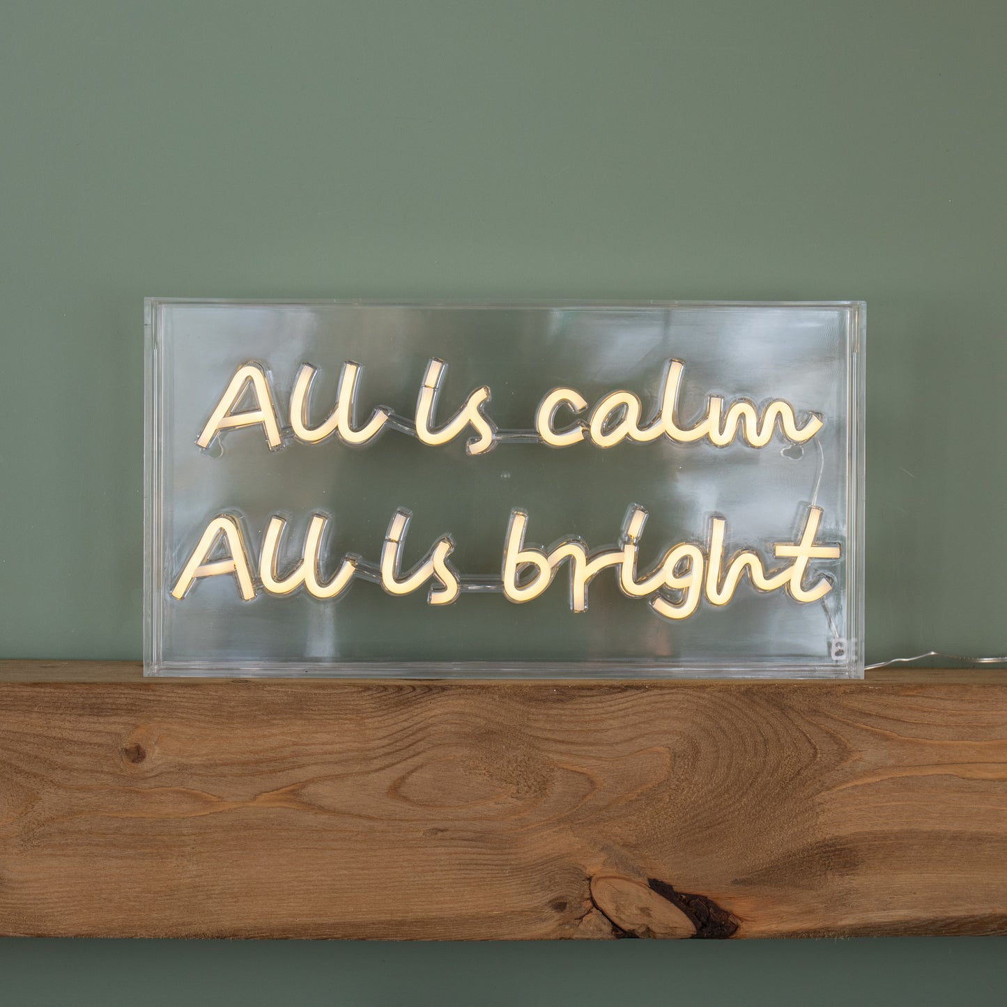 43cm Light up All is Calm Neon Flex Christmas Sign in Warm White
