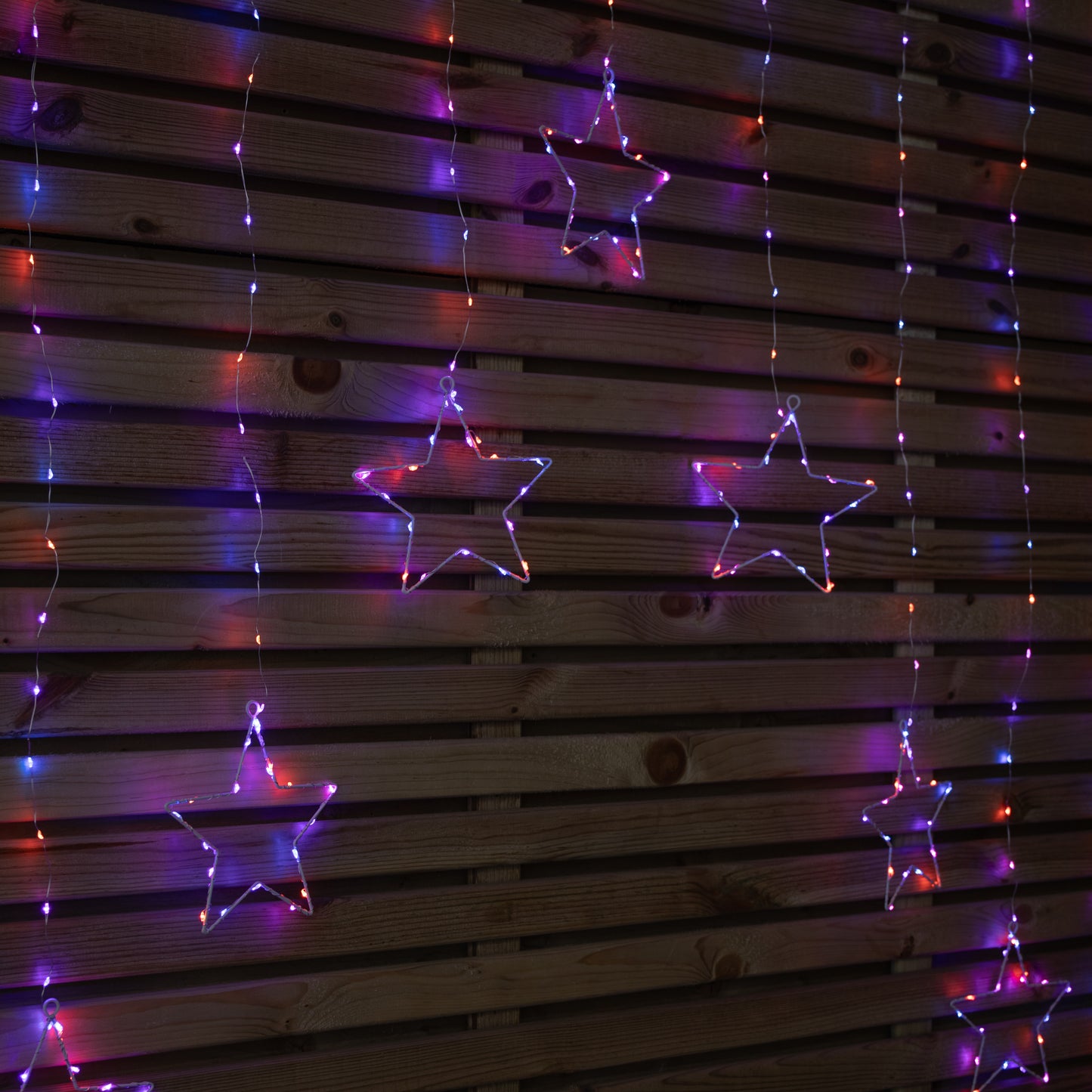 Factory Seconds: 1.2m x 1.2m Light up Star Pin Wire Christmas Curtain Lights with 303 Rainbow LEDs