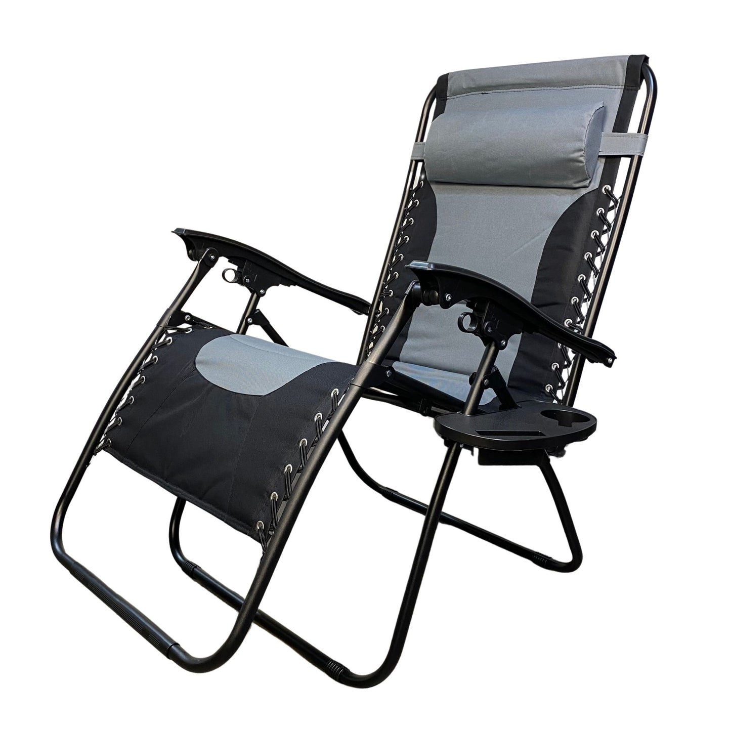 Luxury Padded Multi Position Zero Gravity Garden Relaxer Chair Lounger in Grey & Black