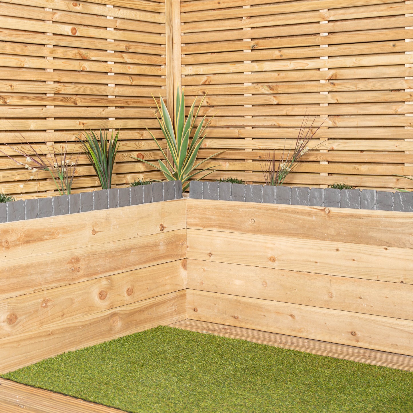 23cm 10 Piece Grey Cobble Stone Effect Garden Edging Boarder