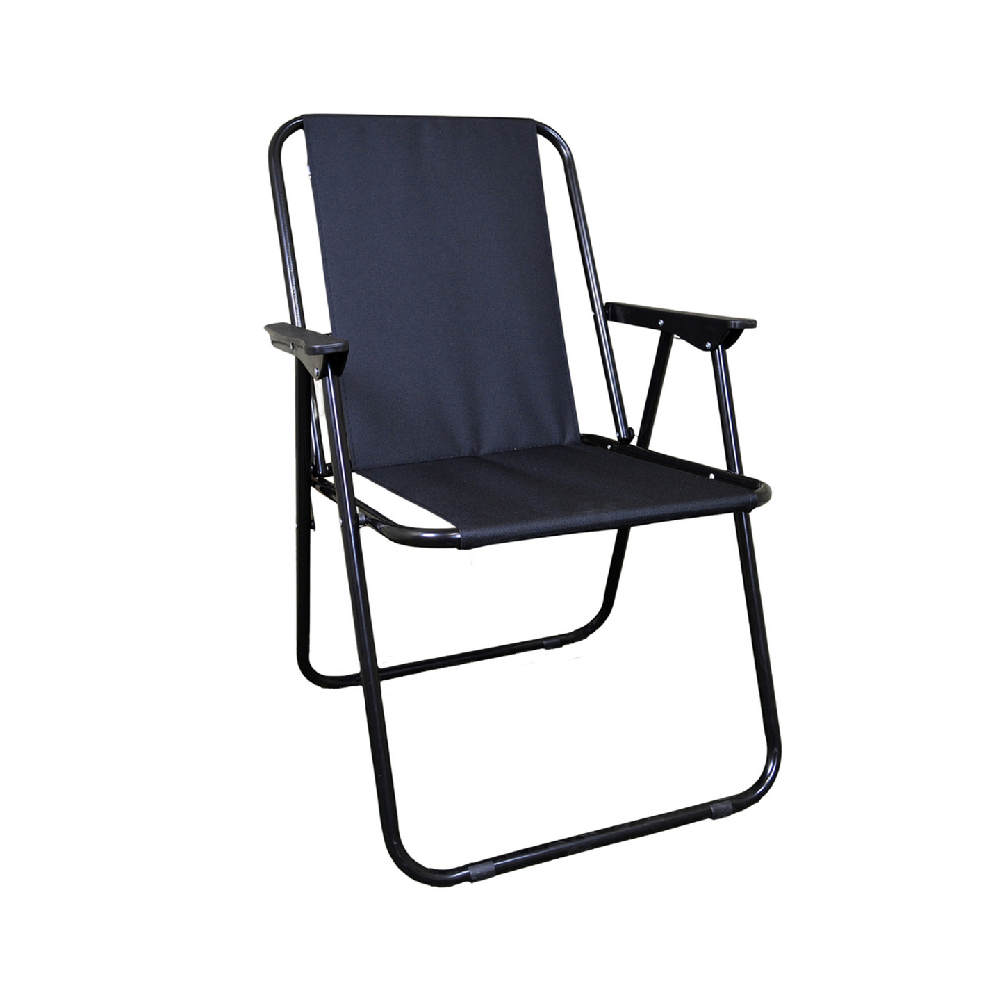 2 Pack Black Folding Canvas Camping / Festival / Outdoor Chairs with Plastic Arm Rests