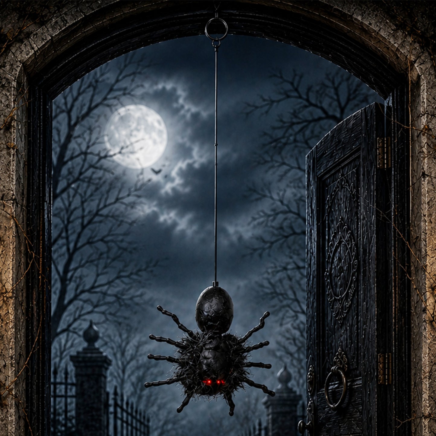 3 Pack of 2ft Battery Operated Ash Dropping Dangling Halloween Spider Animatronic Decoration