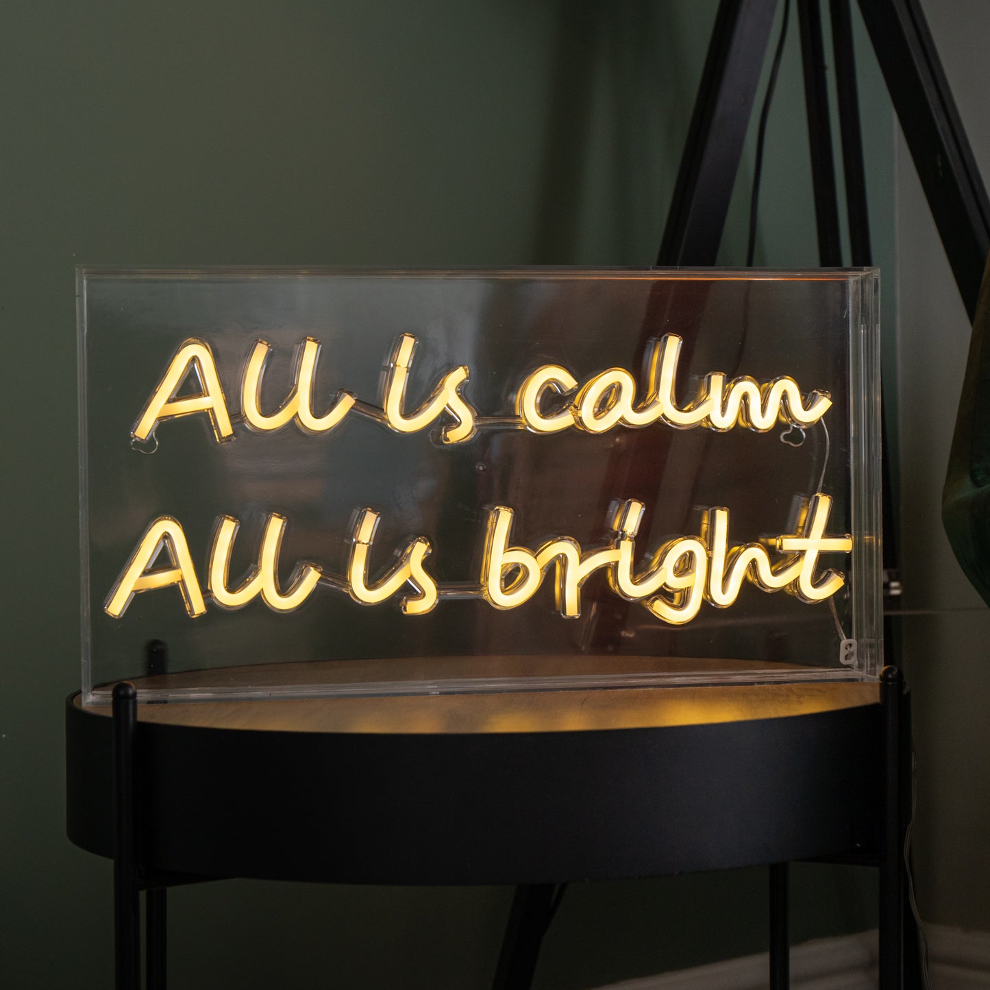 43cm Light up All is Calm Neon Flex Christmas Sign in Warm White