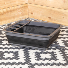 37cm Black and Grey Collapsible Folding Sink Dish Drainer with Draining System