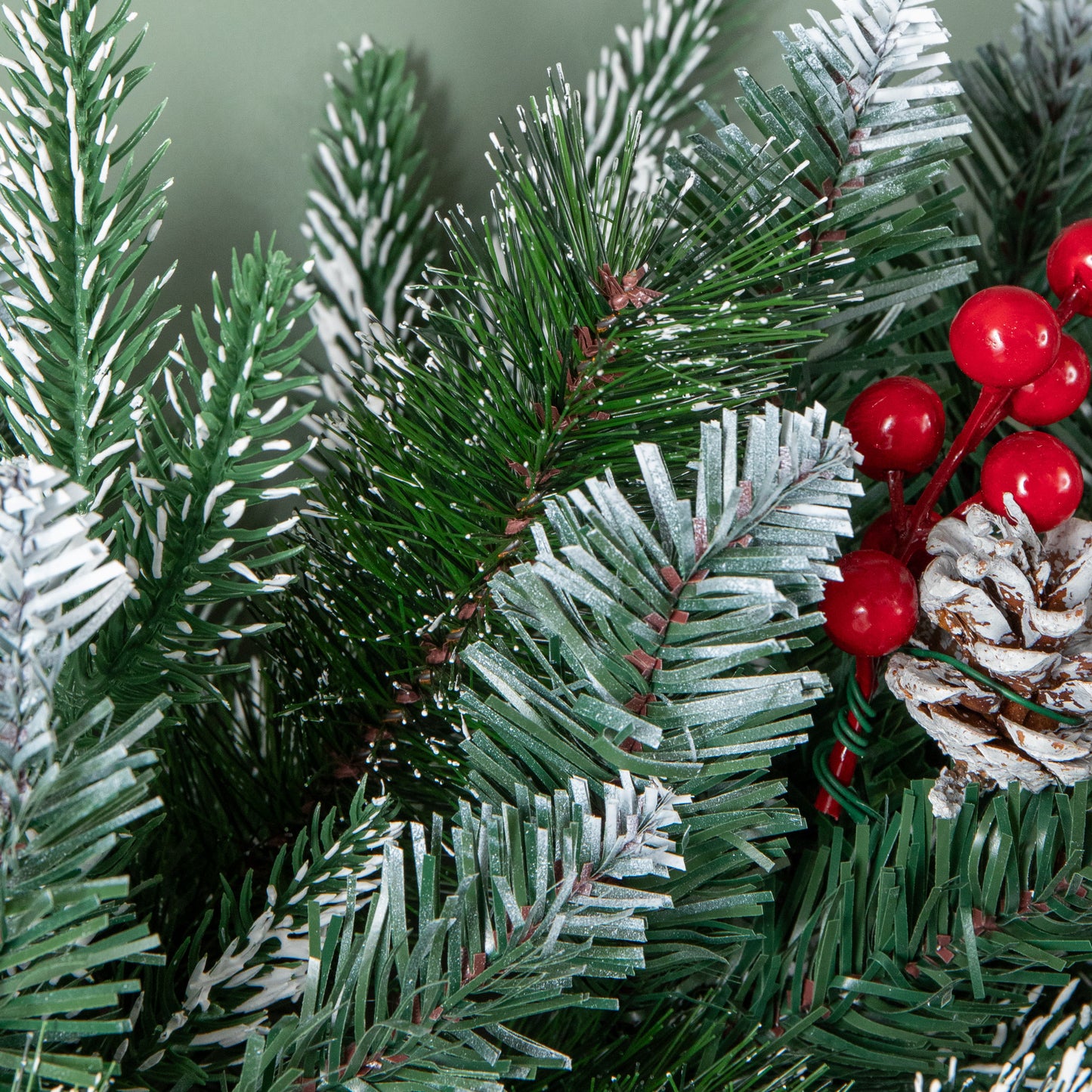 1.8m (6ft) New Jersey Christmas Garland with Red Berries Pinecones & Snow Tipped PVC Branches