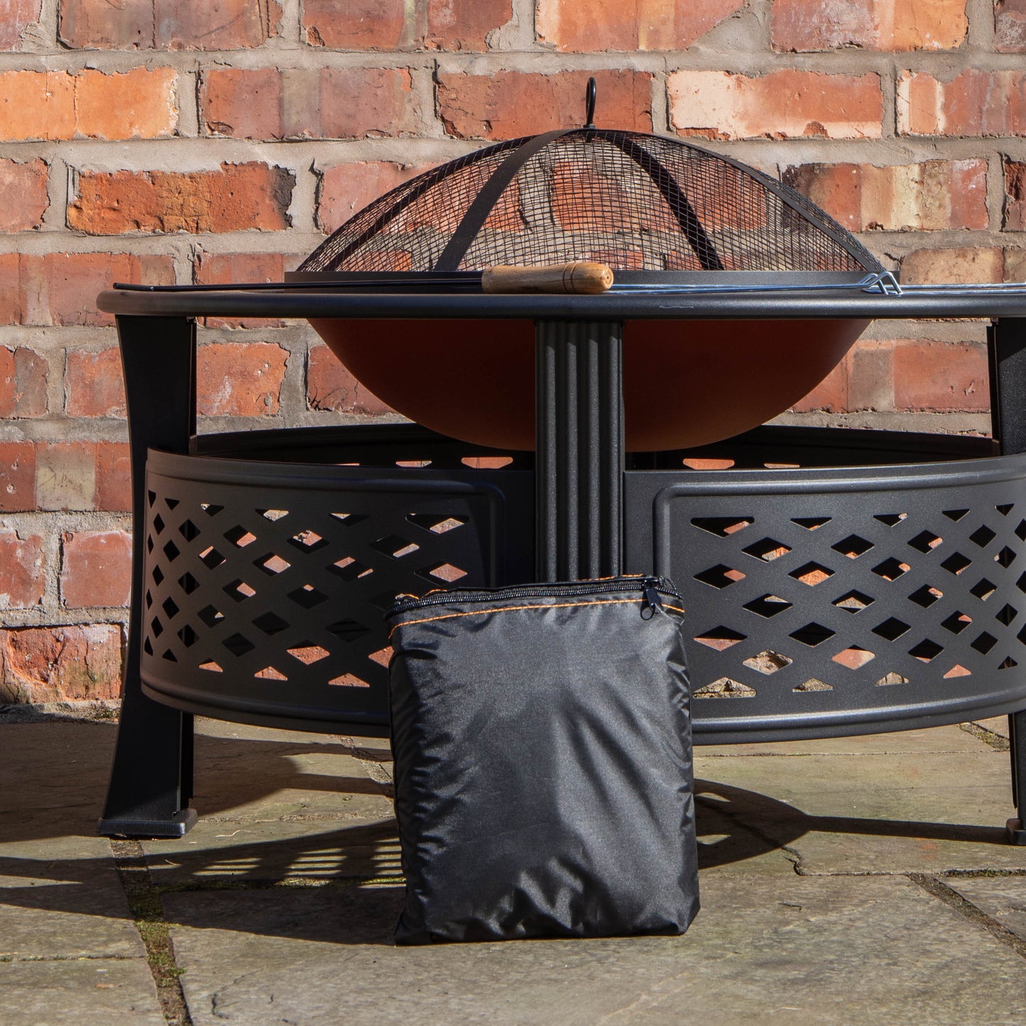 Samuel Alexander 80x58cm Black Steel Garden Patio Firepit Heater BBQ with Cover