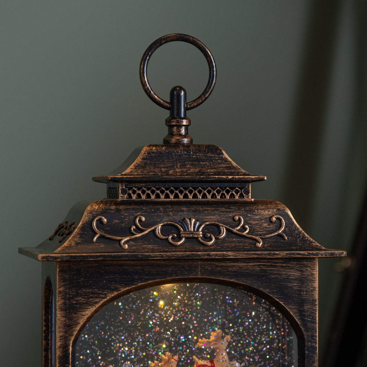 28cm Bronze Light up Christmas Santa Water Spinner with Warm White LEDs and Timer Function