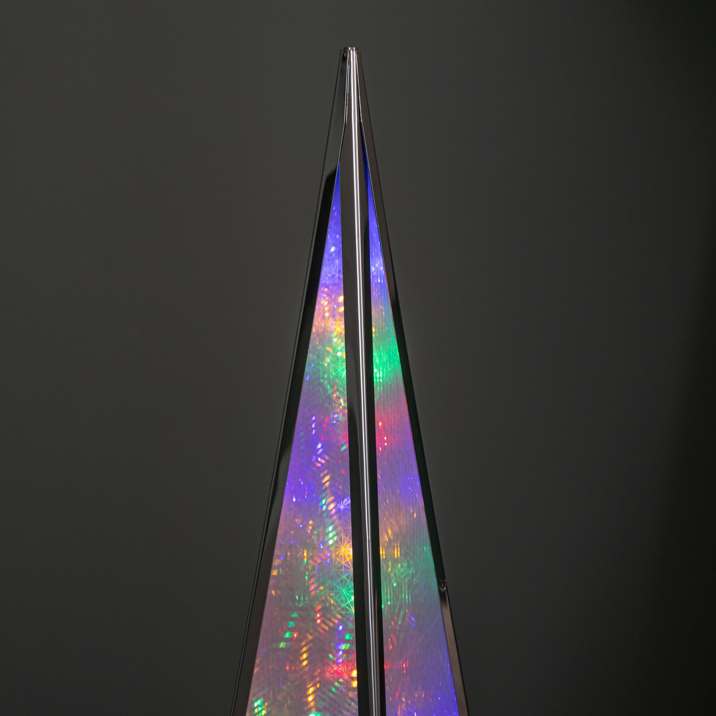 45cm Light up Holographic Christmas Pyramid Decoration with Multi-Coloured LEDs
