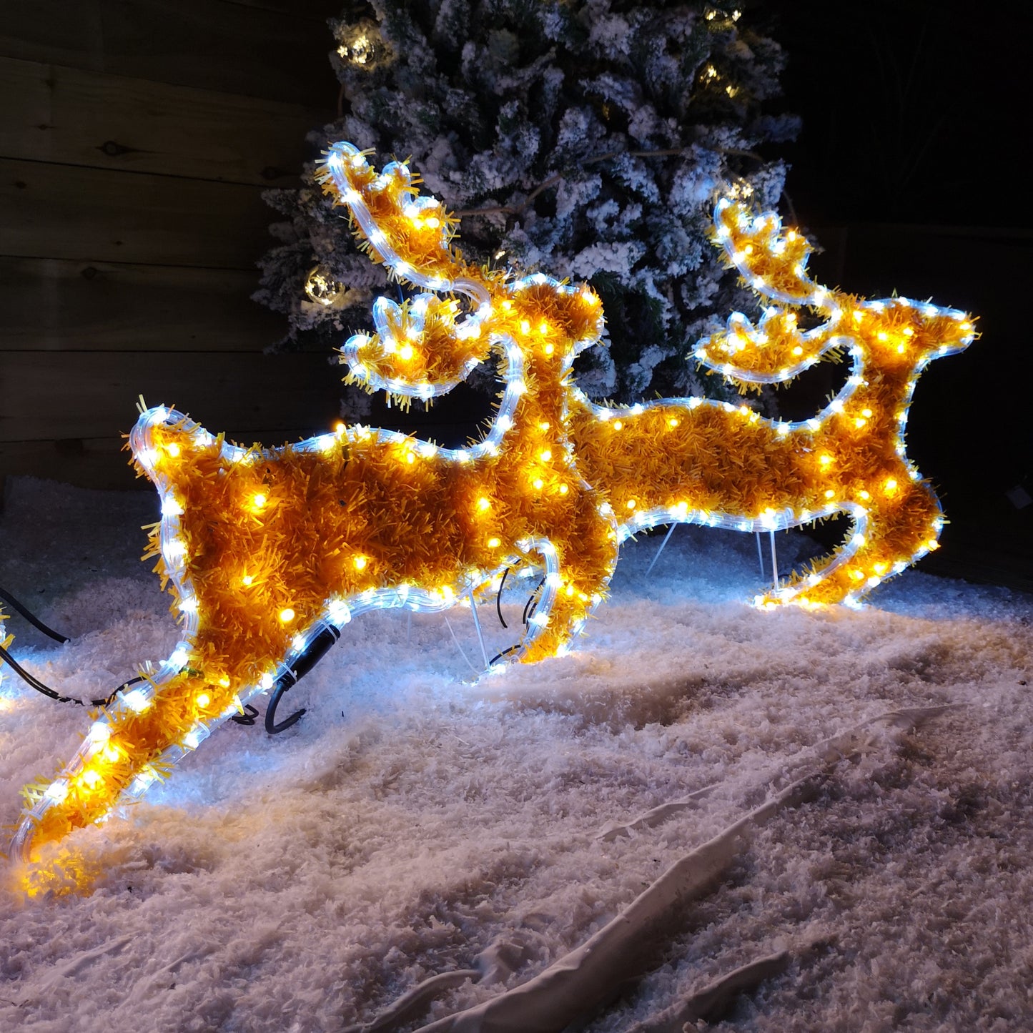 2.3m LED Tinsel Garland Santa with Sleigh and Reindeer Rope Light Christmas Decoration