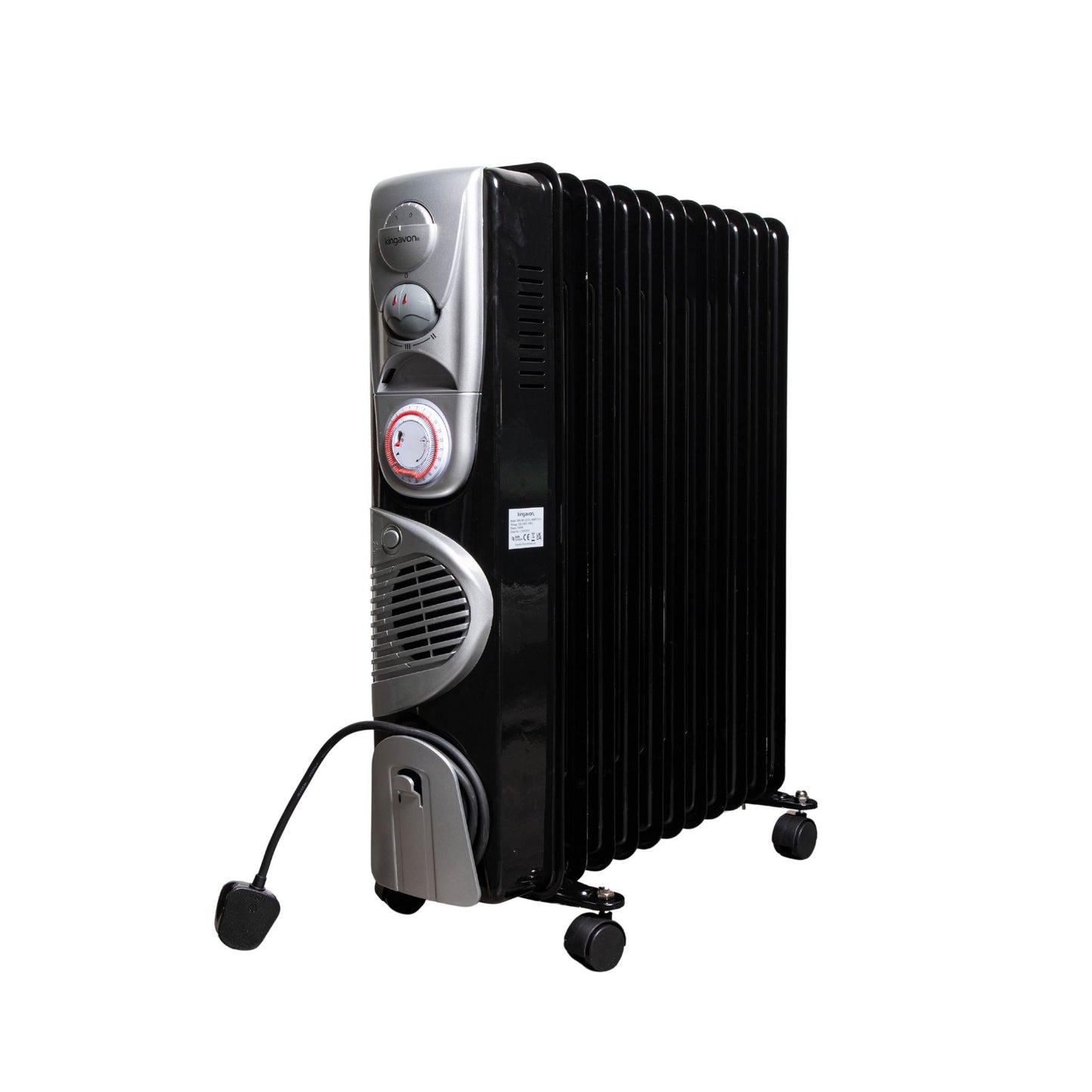 2.5kw 11 Fin Black Electric Oil Filled Radiator / Heater Turbo & 24 Hour Timer