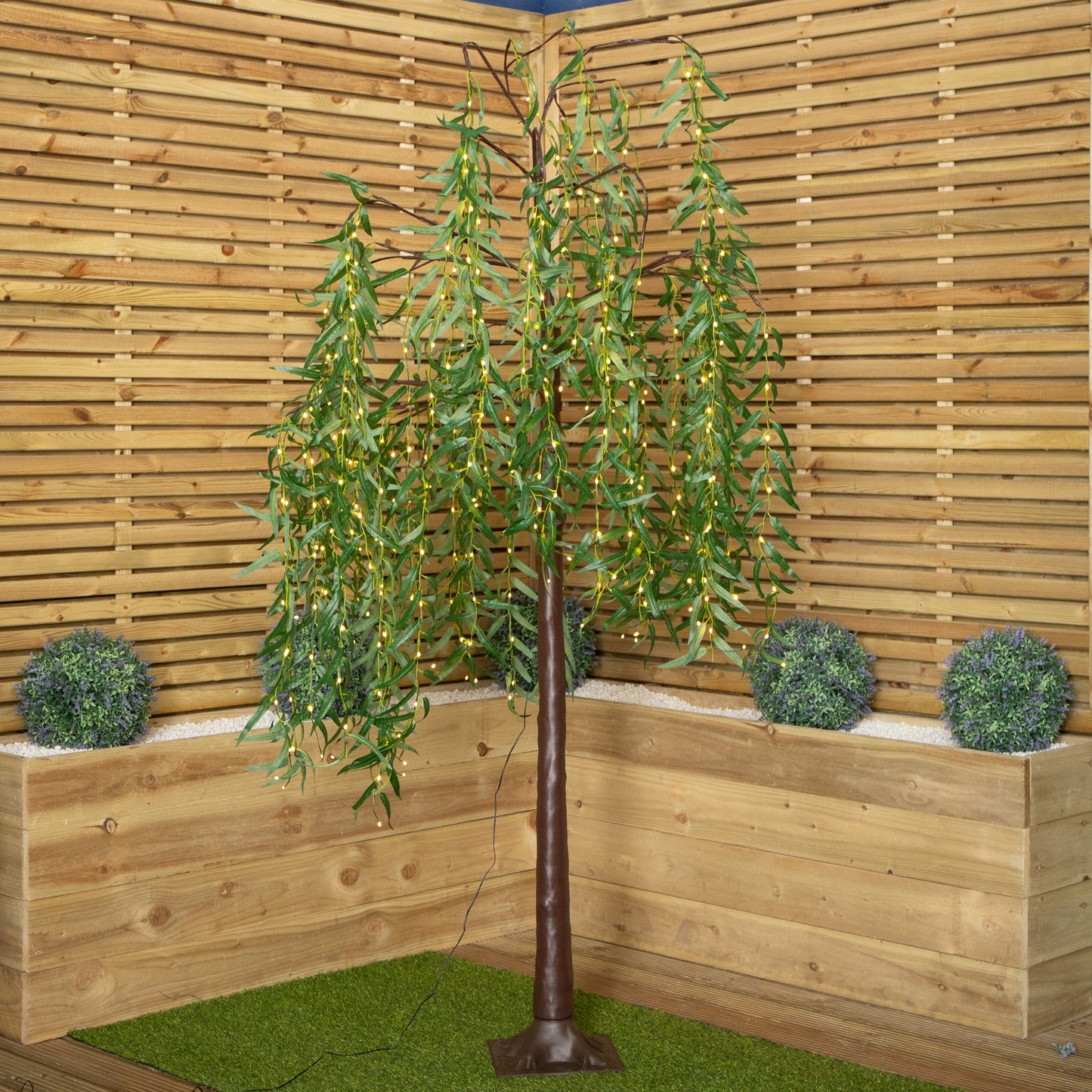 7ft (2.1m) Tall Light up Christmas Willow Tree with 384 Warm White LEDs