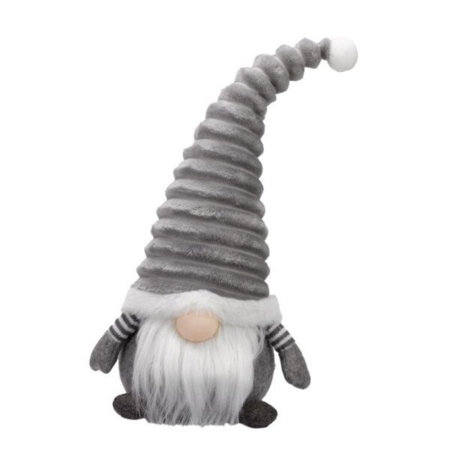 40cm Sitting Plush Christmas Gonk with Grooved Hat in Grey