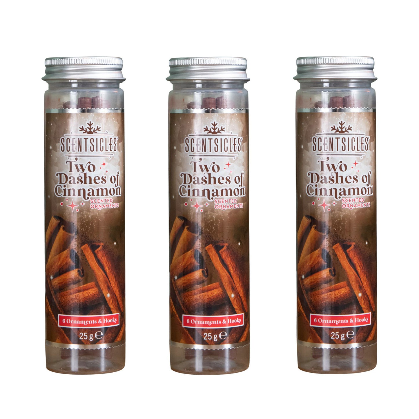 3 PACKS of 6 Scentsicles Scented Hanging Ornaments Sticks - Two Dashes of Cinnamon