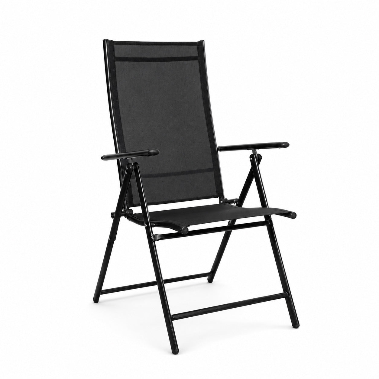 Outdoor Garden Patio Multi Position Reclining Folding Chair in Black