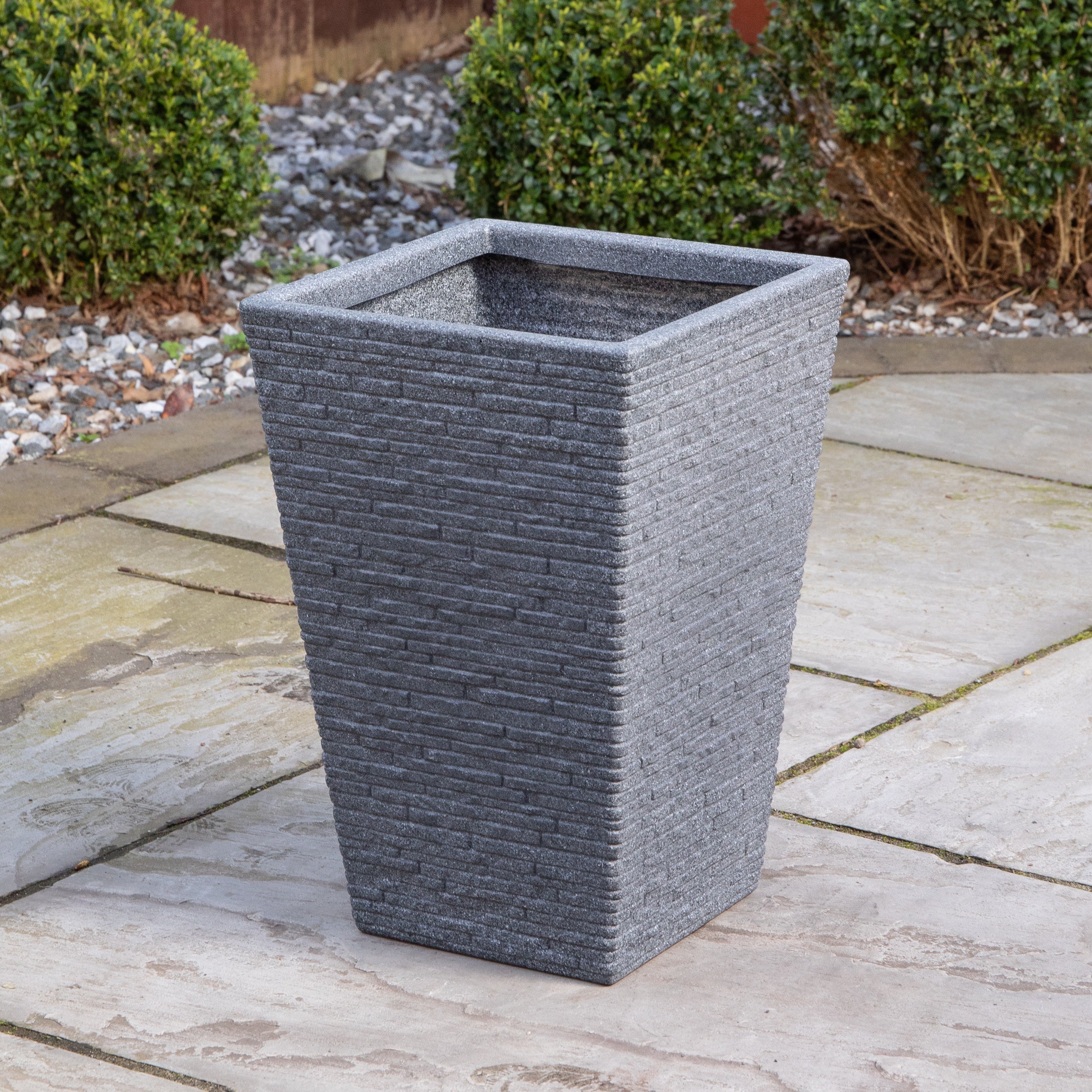 tall grey plant pots 45cm Tall Plastic Ash Grey Slate Effect Garden Patio Trough