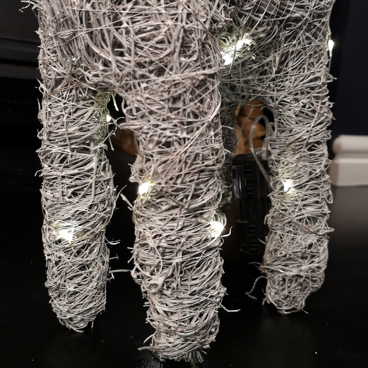51cm Battery Operated Rattan Woven Blitzen Reindeer with Warm White LEDs