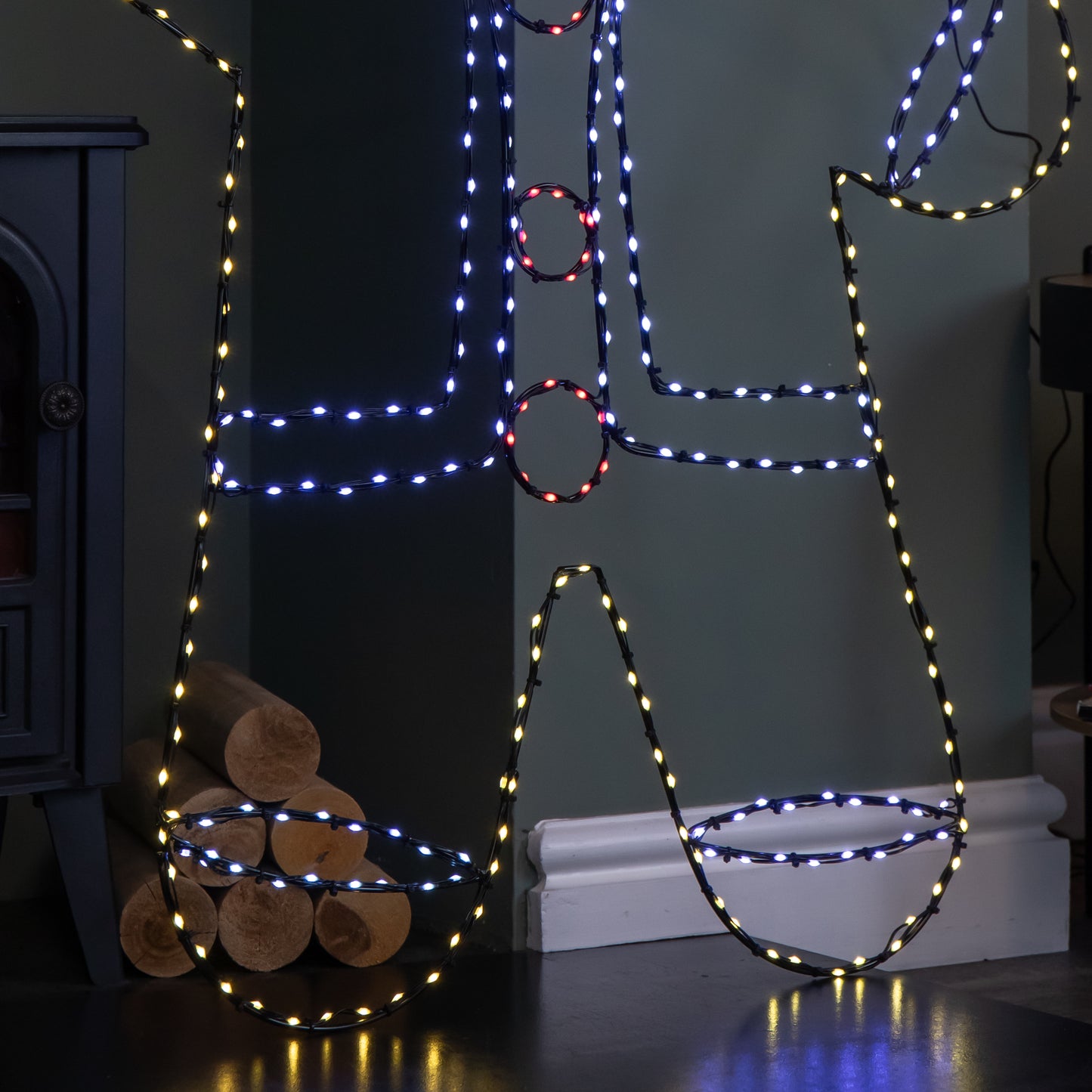 1.2m x 90cm Light up FlexiBright Gingerbread Man Decoration with 456 Twinkling Multi-Coloured LEDs