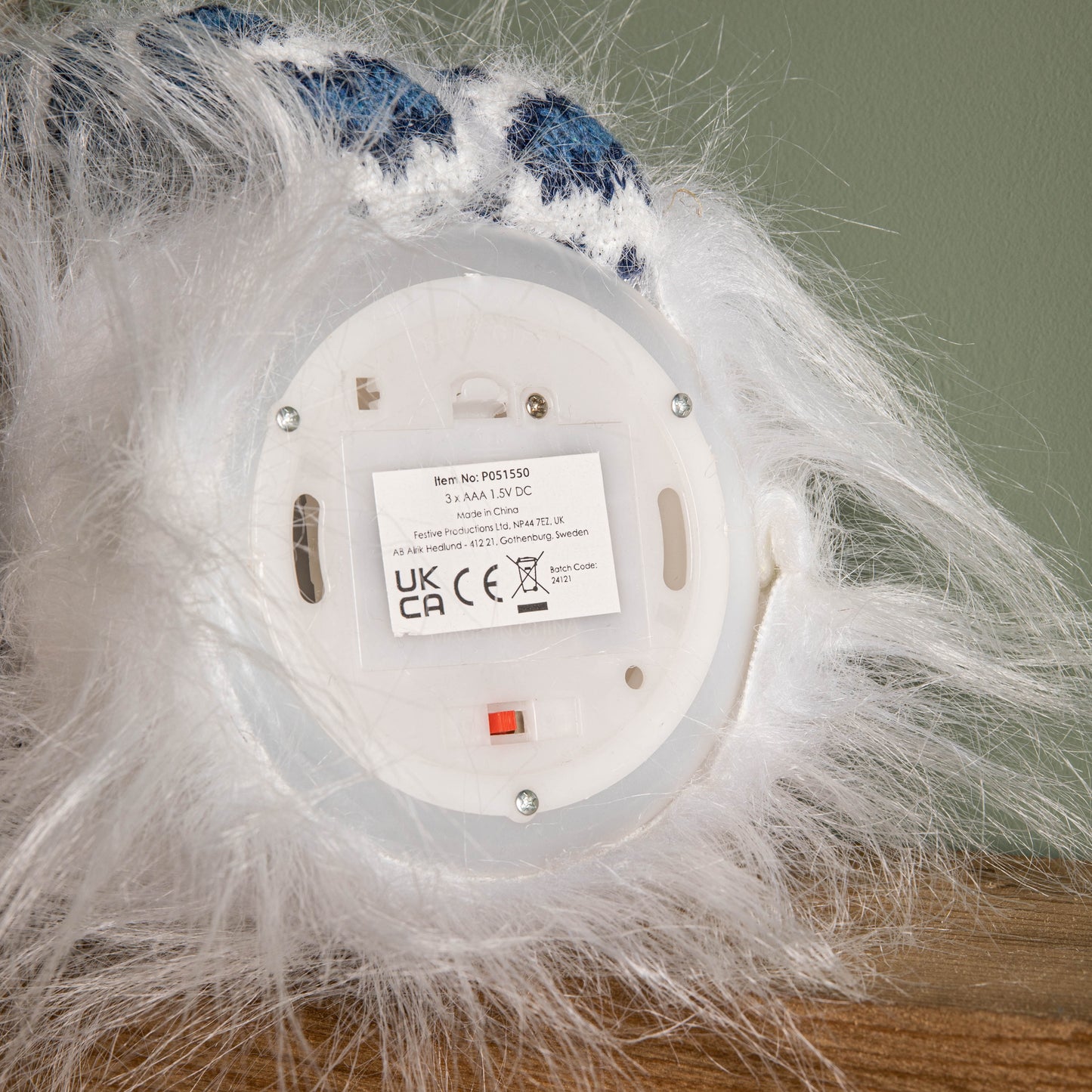 55cm Battery Operated Light up Blue Christmas Gonk with Dangly Legs & Snowflake Hat