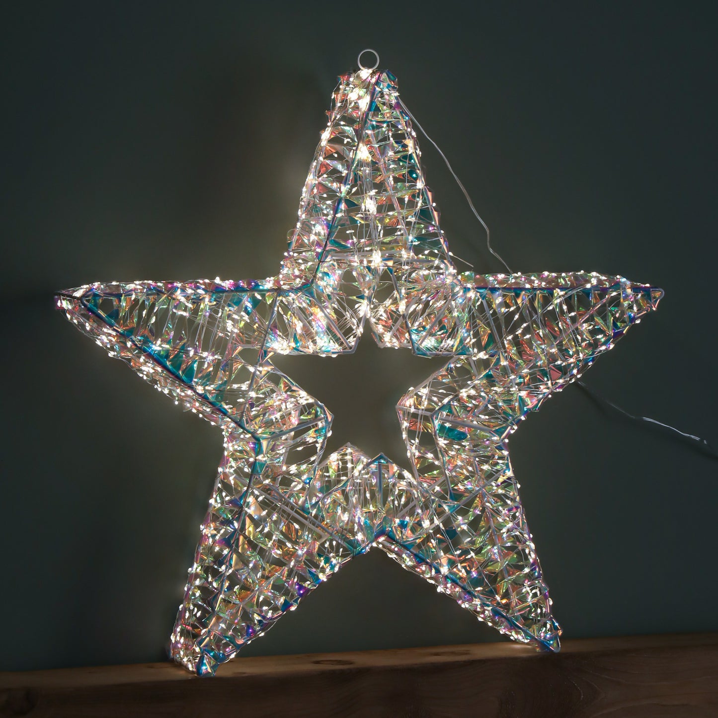 60cm Light up Iridescent Shimmer Christmas Star with 1440 Warm White LEDs