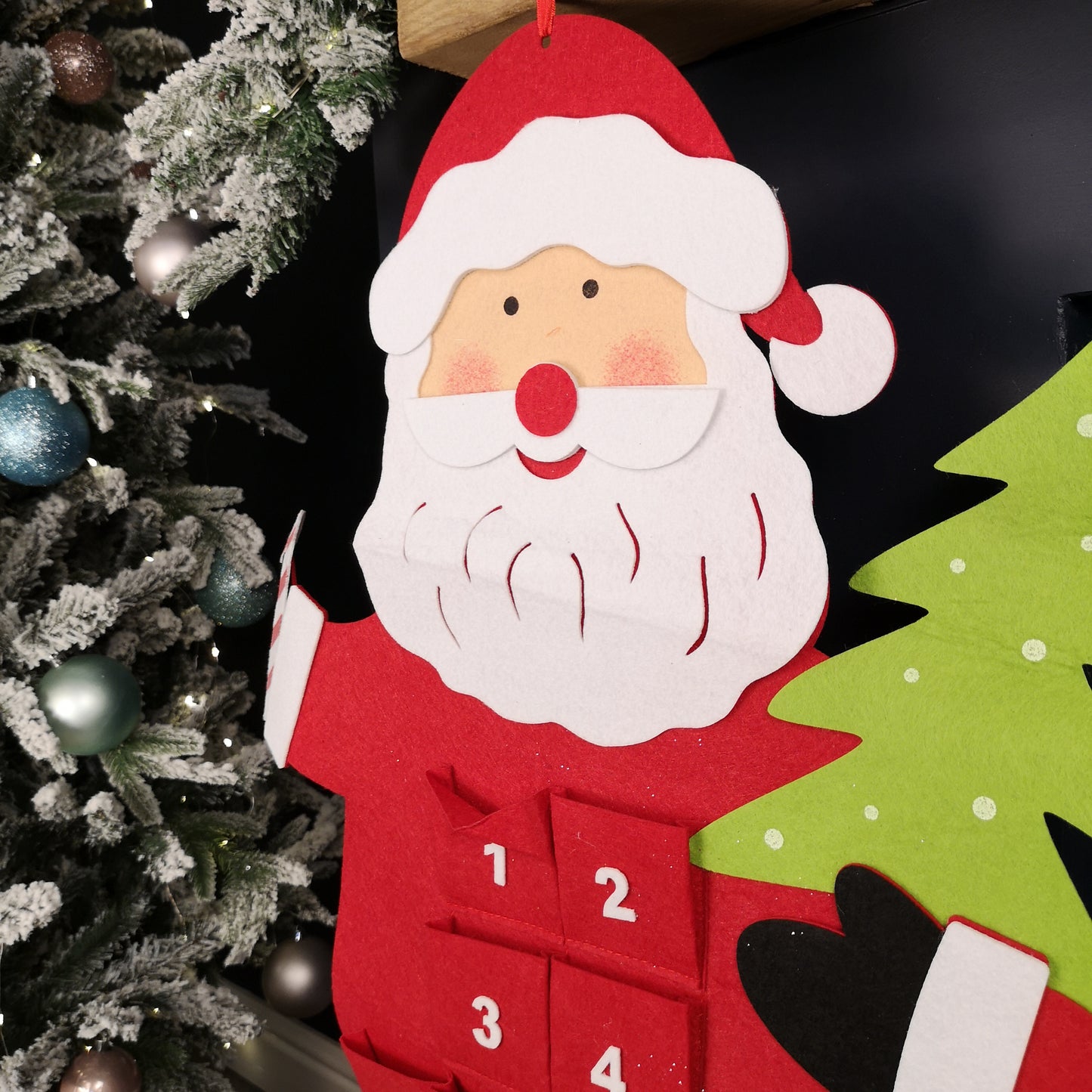 90cm Fabric Red and White Hanging Santa Advent Calendar Christmas Decoration