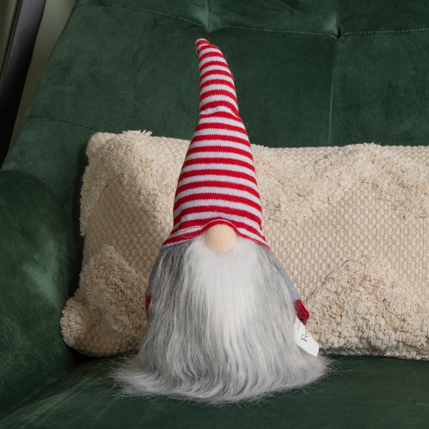 34cm Cuddly Santa Gonk Indoor Christmas Decoration - Stripey Hat