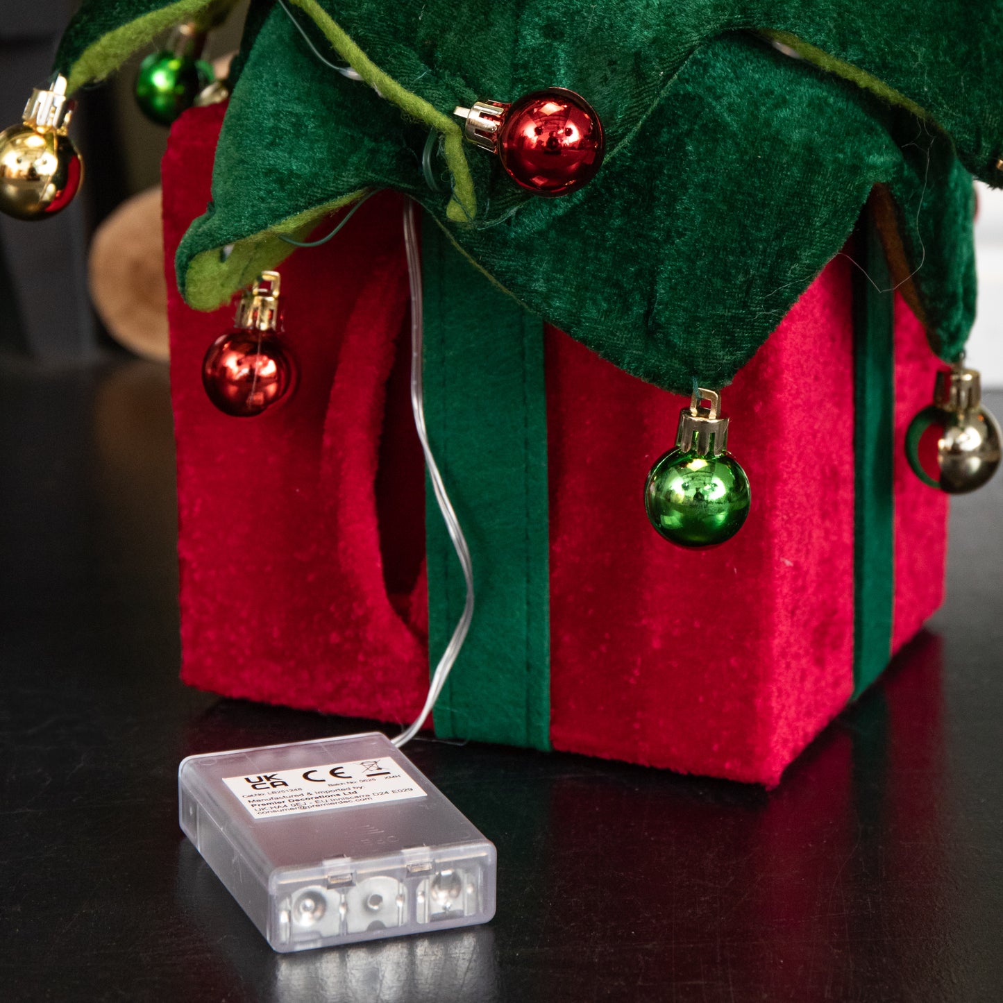 49cm Battery Powered Light up Christmas Tree with Baubles and Warm White LEDs