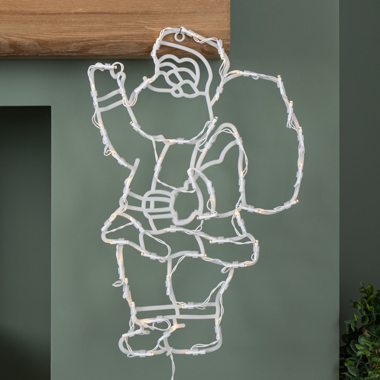 44cm Battery Powered Light up Hanging Christmas Santa with Warm White Multi-Action LEDs