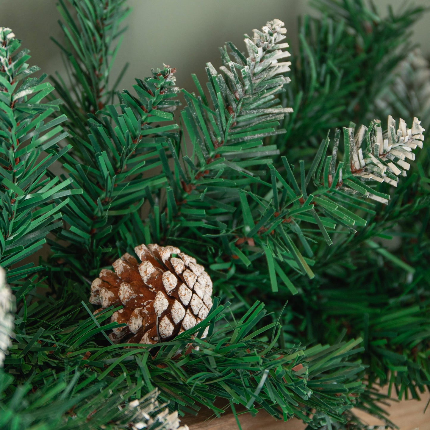 2.7m Snow Tipped Christmas Garland with Pine Cones and Mixed Needles