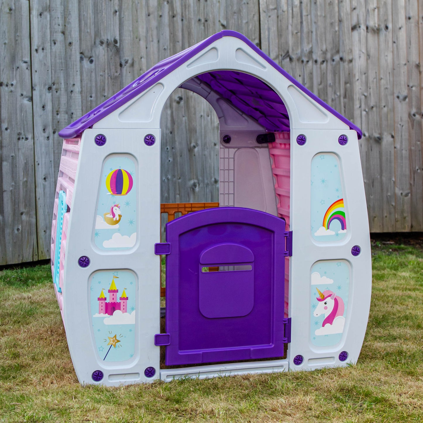 1.09m Purple Kids Indoor Outdoor Plastic Wendy House Unicorn Magical Playhouse