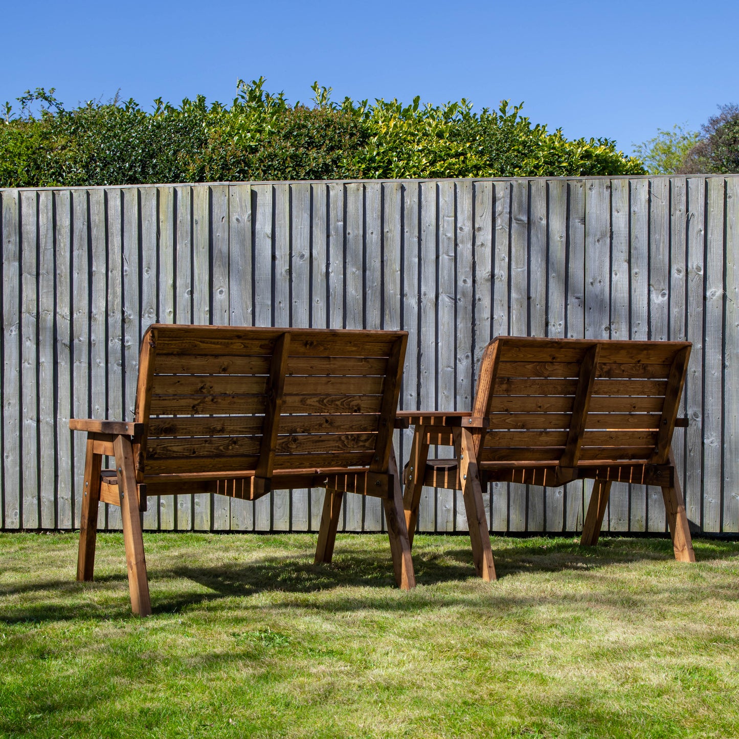 Hand Made 4 Seater Chunky Rustic Wooden Furniture with 2 Benches & Straight Tray