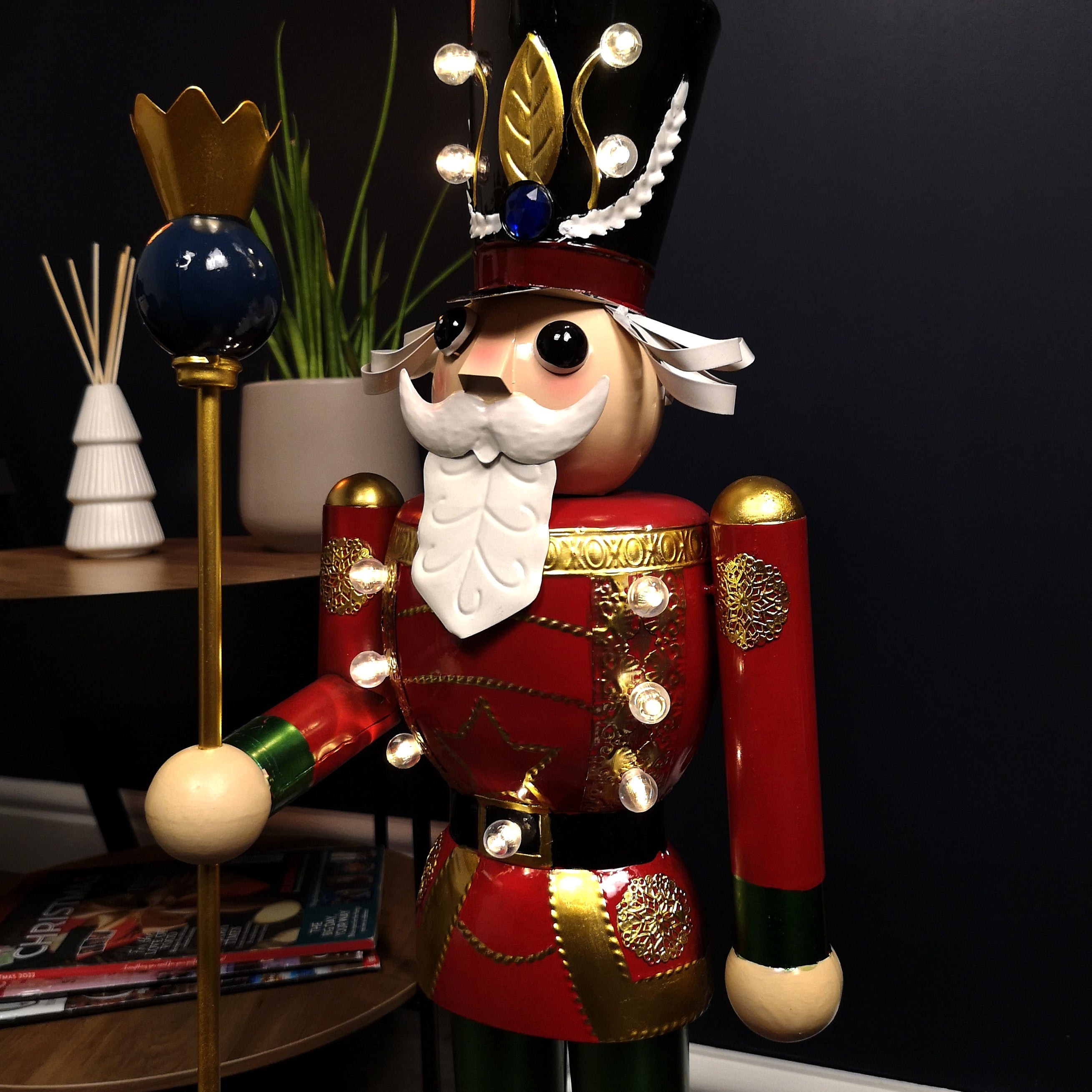 80cm Light Up Nutcracker Soldier LED Christmas Wooden Ornament Home Decoration
