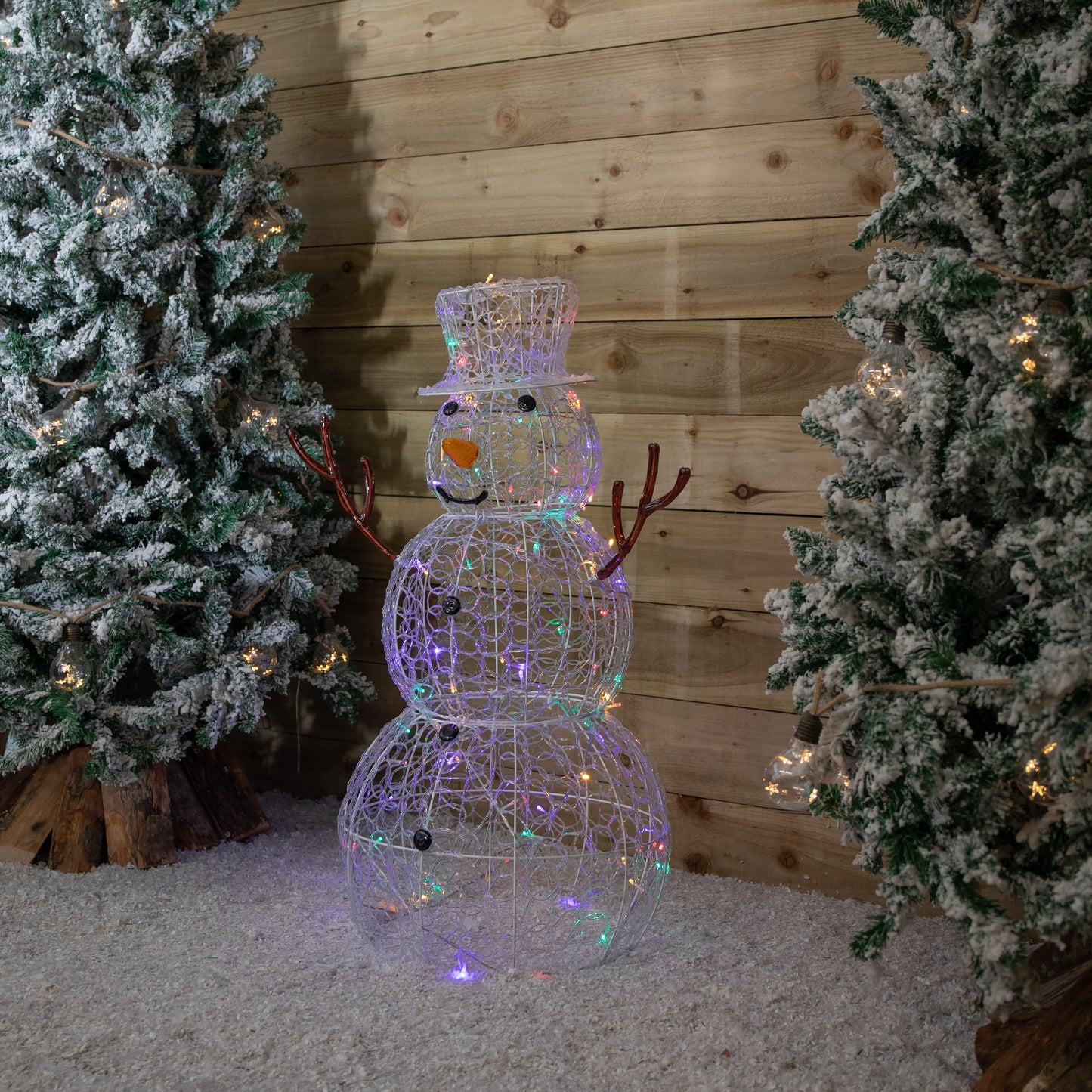 90cm Light up Soft Acrylic Christmas Snowman with 80 Multi-Coloured LEDs